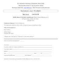 St. Andrew's School 45th Reunion Registration Form